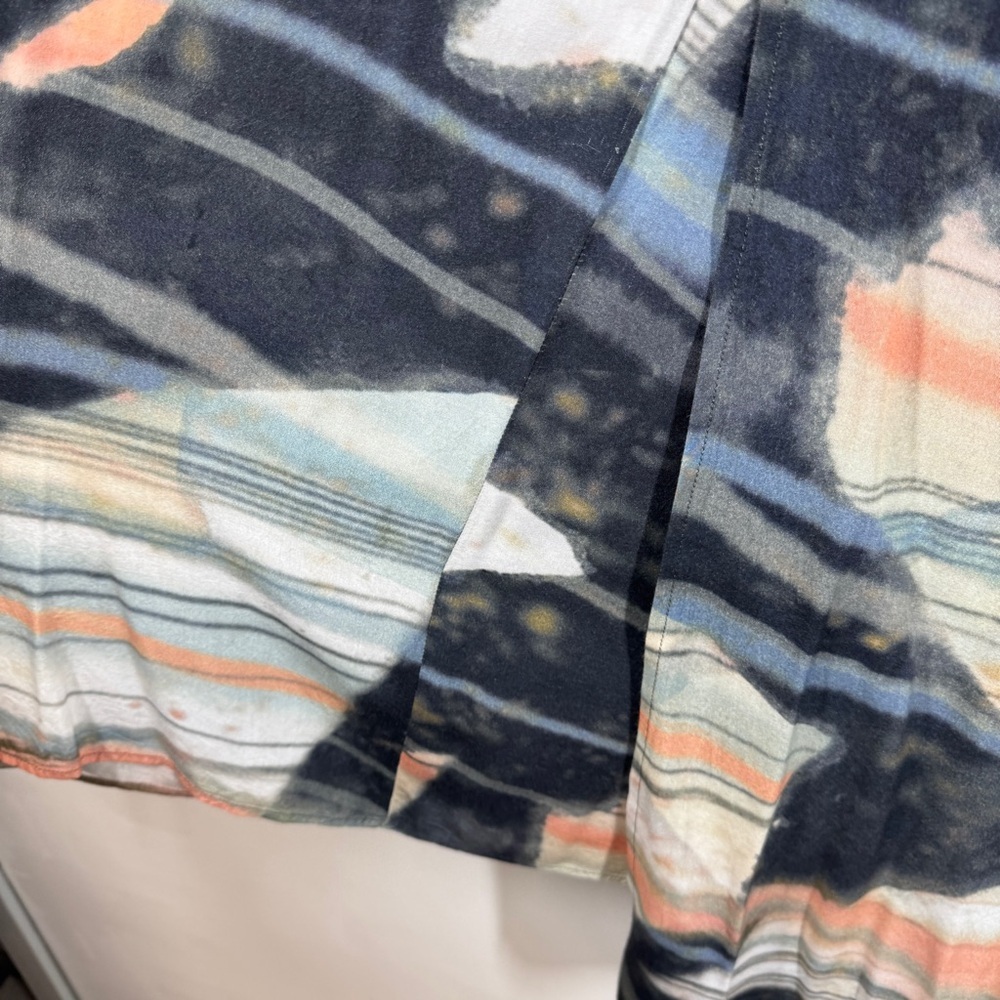 Ischiko Oska Lagenlook Abstract Print Tunic Dress Size 3 Asymmetrical Hem Baggy - Picture 5 of 11